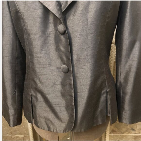 EY Signature. Size 14. Gray Shantung Blazer Shacket. Long Sleeve Lined. DD - Picture 3 of 6